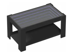 Mesa de centro con LED madera de ingeniería negro 93x53x45 cm