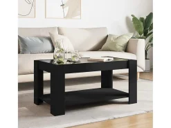 Mesa de centro con LED madera de ingeniería negro 93x53x45 cm