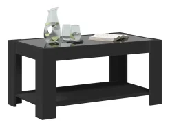 Mesa de centro con LED madera de ingeniería negro 93x53x45 cm