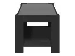 Mesa de centro con LED madera de ingeniería negro 93x53x45 cm