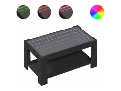 Mesa de centro con LED madera de ingeniería negro 93x53x45 cm