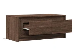 Mesa de centro con luces LED madera de ingeniería marrón roble