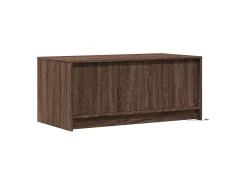 Mesa de centro con luces LED madera de ingeniería marrón roble
