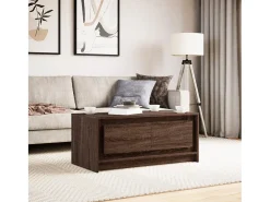 Mesa de centro con luces LED madera de ingeniería marrón roble