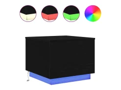Mesa de centro con luces LED roble negro 50x50x40 cm