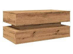 Mesa de centro con luces LED, roble artesanal, 90x50x40 cm
