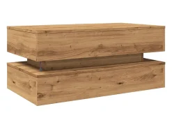 Mesa de centro con luces LED, roble artesanal, 90x50x40 cm