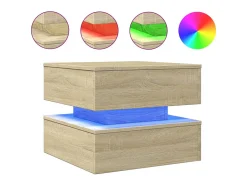 Mesa de centro con luces LED roble Sonoma 50x50x40 cm