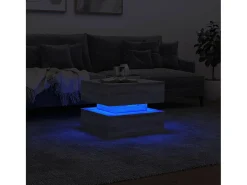 Mesa de centro con luces LED gris Sonoma 50x50x40 cm