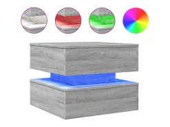 Mesa de centro con luces LED gris Sonoma 50x50x40 cm
