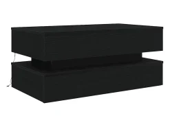 Mesa de centro con luces LED roble negro 90x50x40 cm
