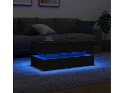 Mesa de centro con luces LED roble negro 90x50x40 cm
