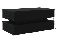 Mesa de centro con luces LED roble negro 90x50x40 cm