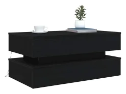 Mesa de centro con luces LED roble negro 90x50x40 cm