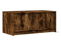 Mesa de centro con luces LED madera de ingeniería roble ahumado