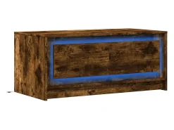 Mesa de centro con luces LED madera de ingeniería roble ahumado
