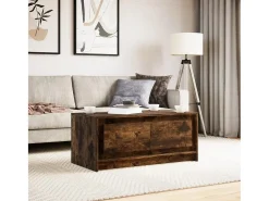 Mesa de centro con luces LED madera de ingeniería roble ahumado