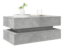 Mesa de centro con luces LED gris hormigón 90x50x40 cm
