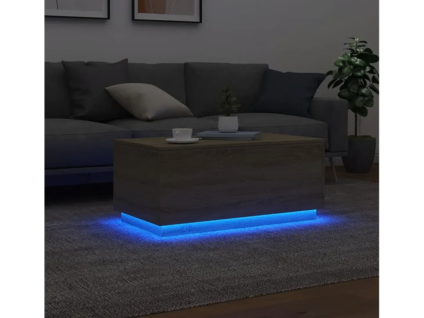 Mesa de centro con luces LED roble Sonoma 90x50x40 cm