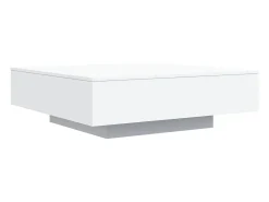 Mesa de centro con luces LED blanca 100x100x31 cm