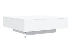 Mesa de centro con luces LED blanca 100x100x31 cm
