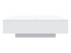 Mesa de centro con luces LED blanca 100x100x31 cm