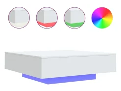 Mesa de centro con luces LED blanca 100x100x31 cm