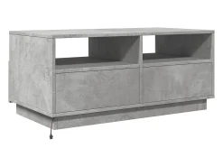 Mesa de centro con luces LED gris hormigón 90x49x40 cm