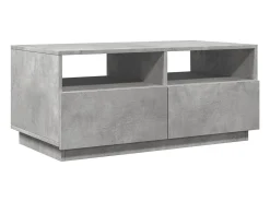 Mesa de centro con luces LED gris hormigón 90x49x40 cm