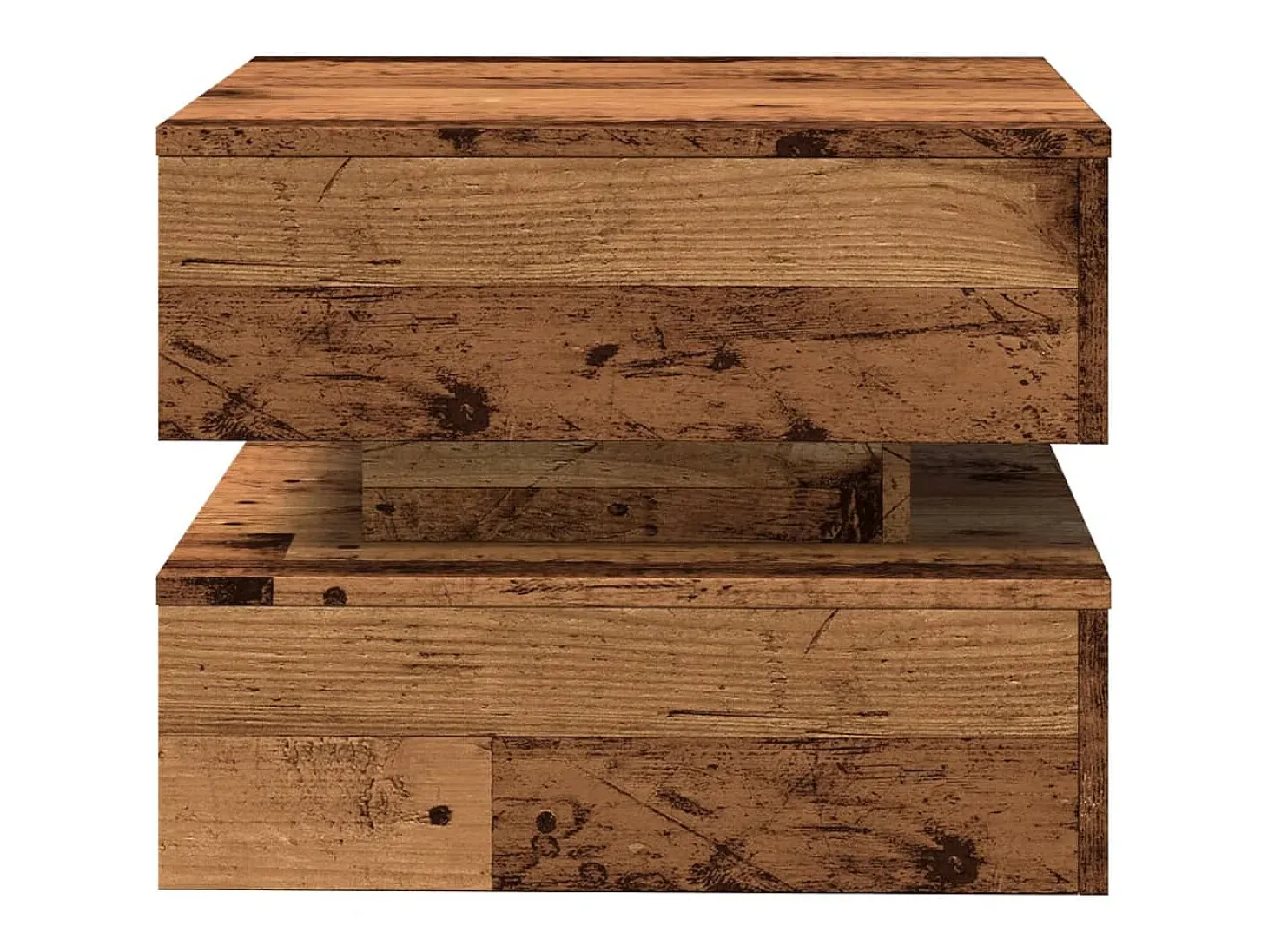 Mesa de centro con luces LED madera envejecida 50x50x40 cm