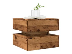 Mesa de centro con luces LED madera envejecida 50x50x40 cm