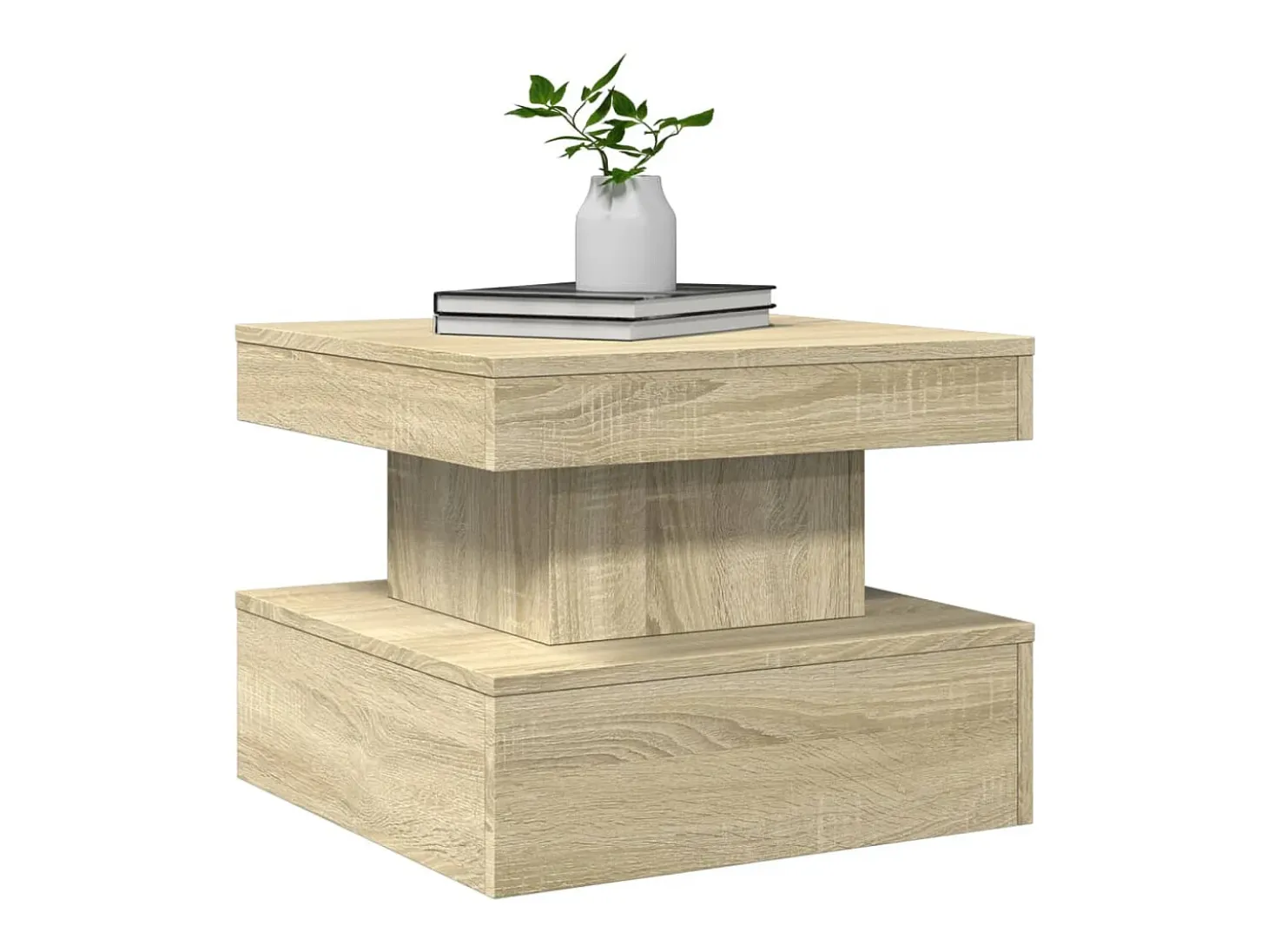 Mesa de centro con luces LED roble Sonoma 50x50x40 cm