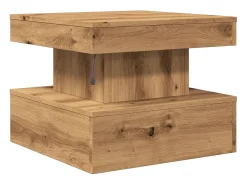Mesa de centro con luces LED roble artisian 50x50x40 cm