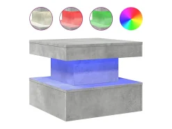 Mesa de centro con luces LED gris hormigón 50x50x40 cm