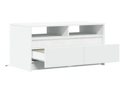 Mesa de centro con luces LED madera ingeniería blanca