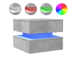 Mesa de centro con luces LED gris hormigón 50x50x40 cm
