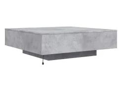Mesa de centro con luces LED gris hormigón 100x100x31 cm