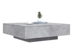 Mesa de centro con luces LED gris hormigón 100x100x31 cm