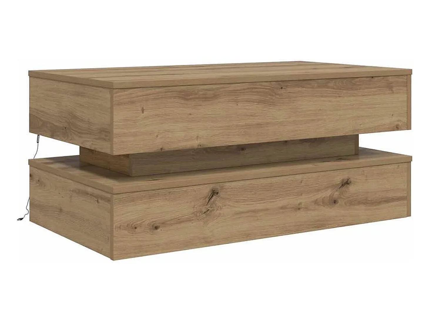 Mesa de centro con luces LED roble artisian 90x50x40 cm