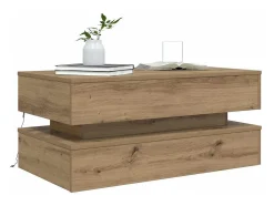 Mesa de centro con luces LED roble artisian 90x50x40 cm