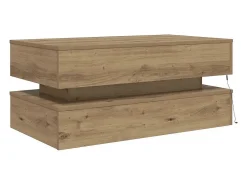 Mesa de centro con luces LED roble artisian 90x50x40 cm