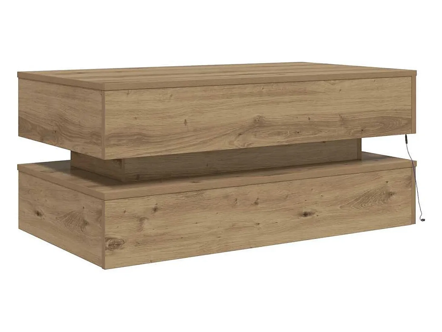 Mesa de centro con luces LED roble artisian 90x50x40 cm