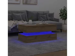 Mesa de centro con luces LED roble artisian 90x50x40 cm