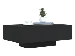 Mesa de centro con luces LED negro 85x55x31 cm