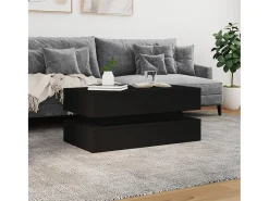 Mesa de centro con luces LED negro 90x50x40 cm
