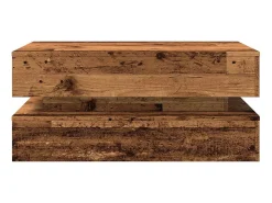 Mesa de centro con luces LED madera envejecida 90x50x40 cm
