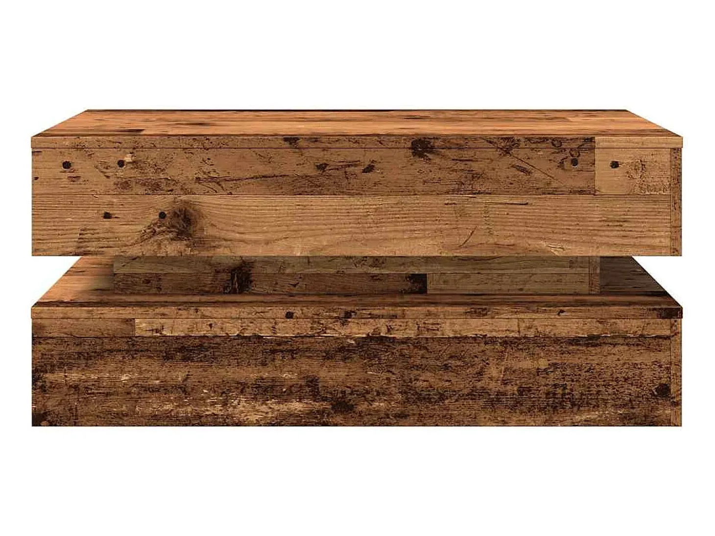 Mesa de centro con luces LED madera envejecida 90x50x40 cm