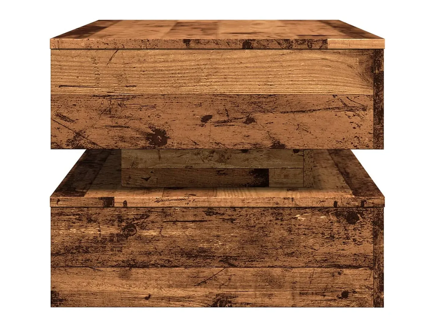 Mesa de centro con luces LED madera envejecida 90x50x40 cm