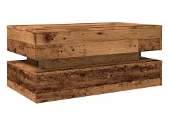 Mesa de centro con luces LED madera envejecida 90x50x40 cm