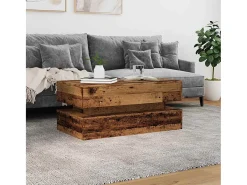 Mesa de centro con luces LED madera envejecida 90x50x40 cm